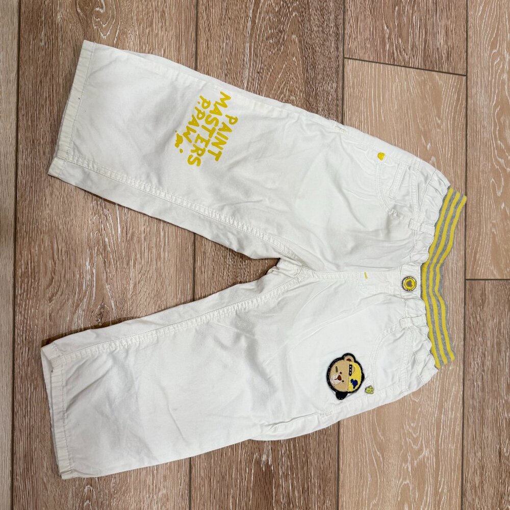 Paw in Paw Shorts for Boys Yellow and Gray Accents on White Size 120/53